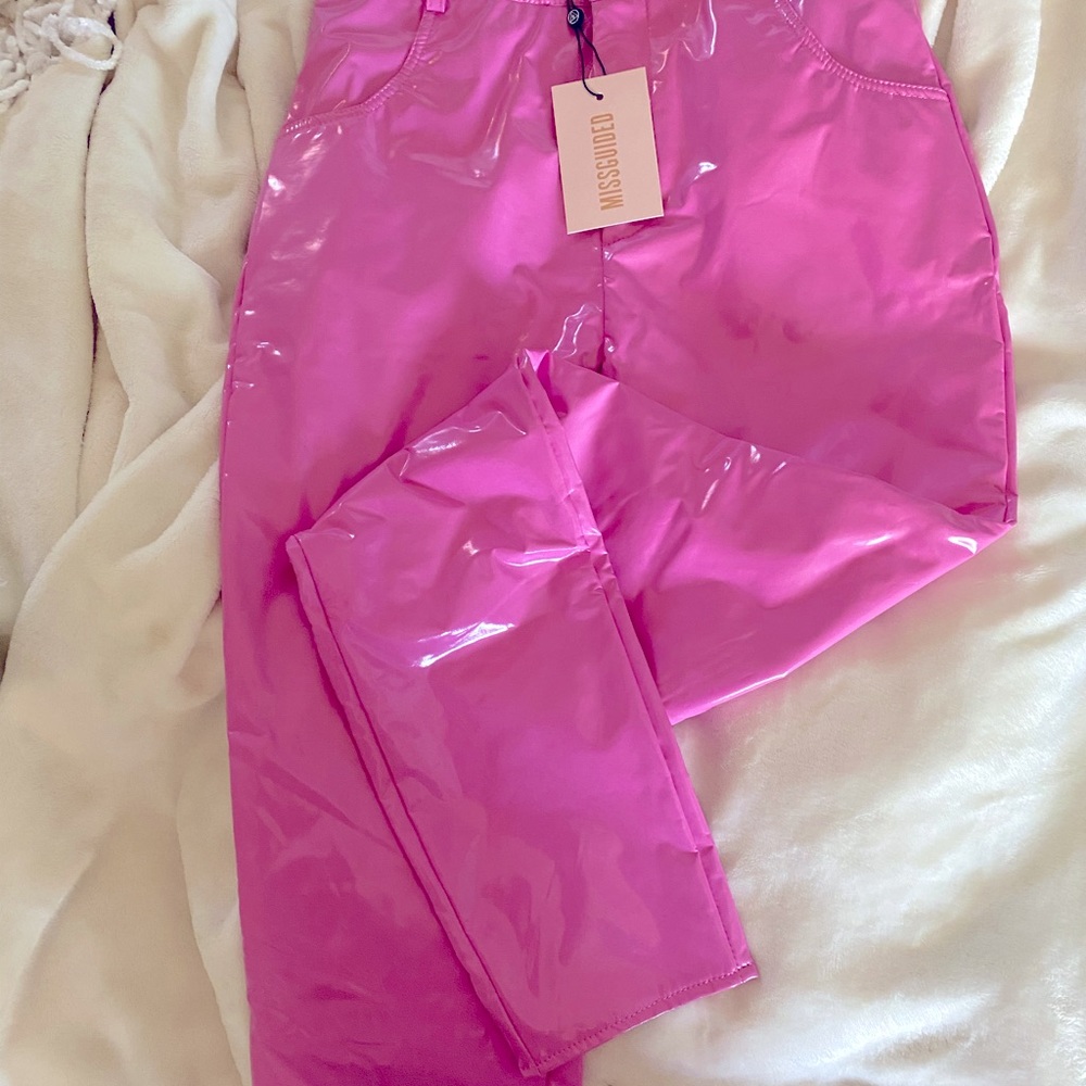High wasted vinyl trousers from Missguided. Size US 4. Never worn, with tags